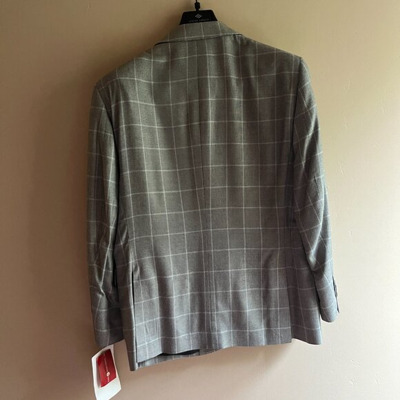Arnold Brant Mens Sport Coat Gray Windowpane Lightweight Blazer 40S corporate - Picture 2 of 12